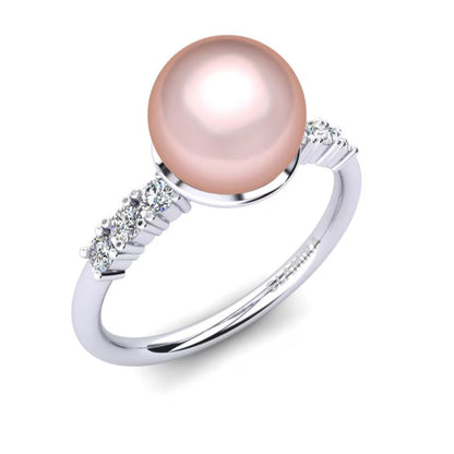 Bague Argent Perle Rose