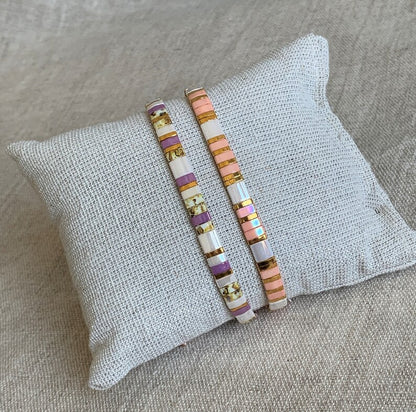 bracelet perle plate rose
