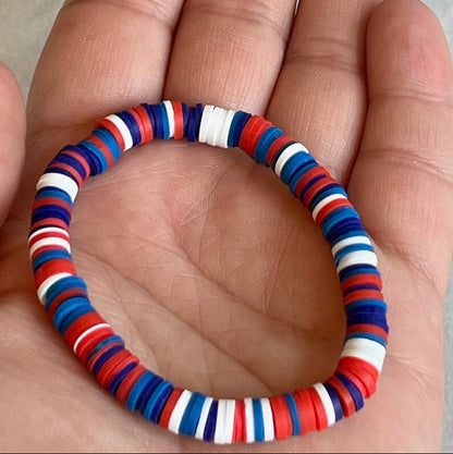Bracelet Perle Bleu Blanc Rouge