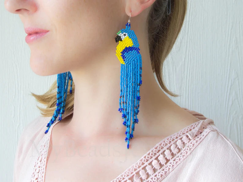 Boucles d'Oreilles Perroquet Perles