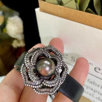 Bracelet Cuir Et Perle De Tahiti